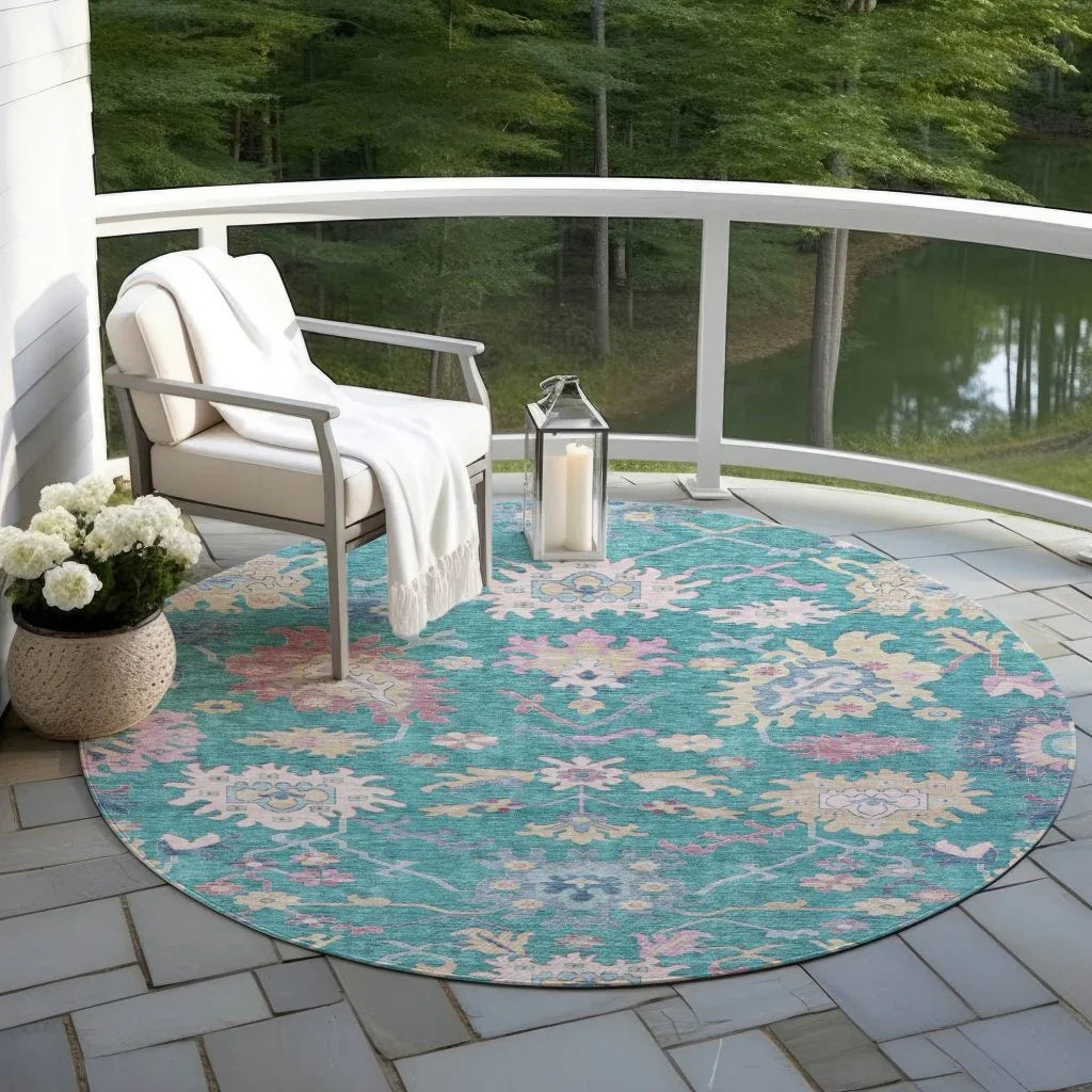 Eugene Teal Washable Indoor - Outdoor Rug - LOOMLAN - LOOMLAN Rugs - Outdoor Rugs