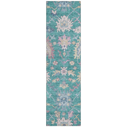Eugene Teal Washable Indoor - Outdoor Rug - LOOMLAN - LOOMLAN Rugs - Outdoor Rugs