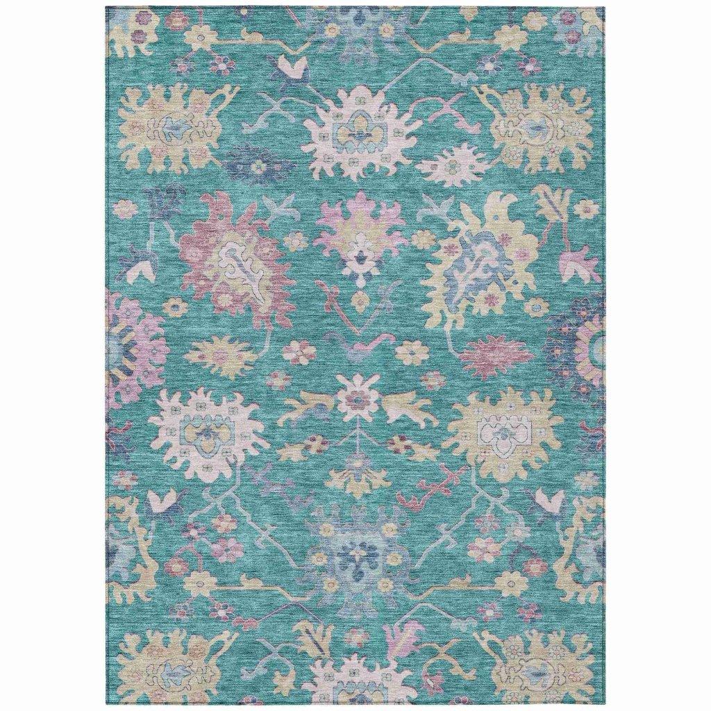 Eugene Teal Washable Indoor - Outdoor Rug - LOOMLAN - LOOMLAN Rugs - Outdoor Rugs