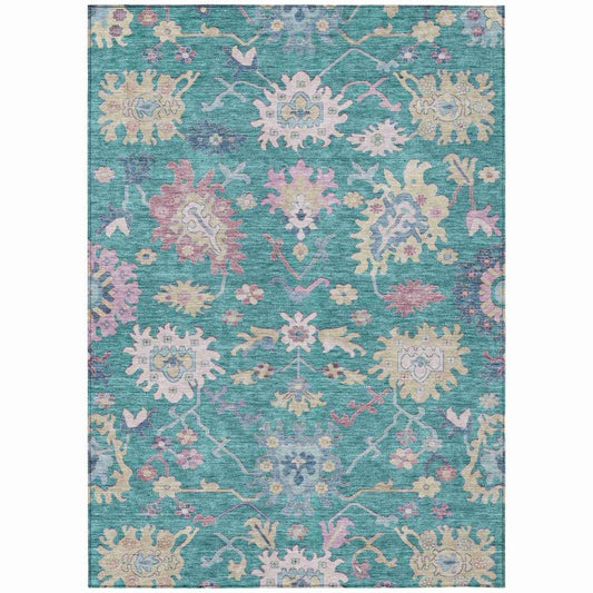 Eugene Teal Washable Indoor - Outdoor Rug - LOOMLAN - LOOMLAN Rugs - Outdoor Rugs