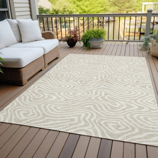 Evalora Beige Washable Indoor-Outdoor Rug-Outdoor Rugs-LOOMLAN Rugs-LOOMLAN