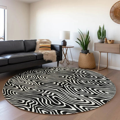 Evalora Black Washable Indoor-Outdoor Rug-Outdoor Rugs-LOOMLAN Rugs-LOOMLAN