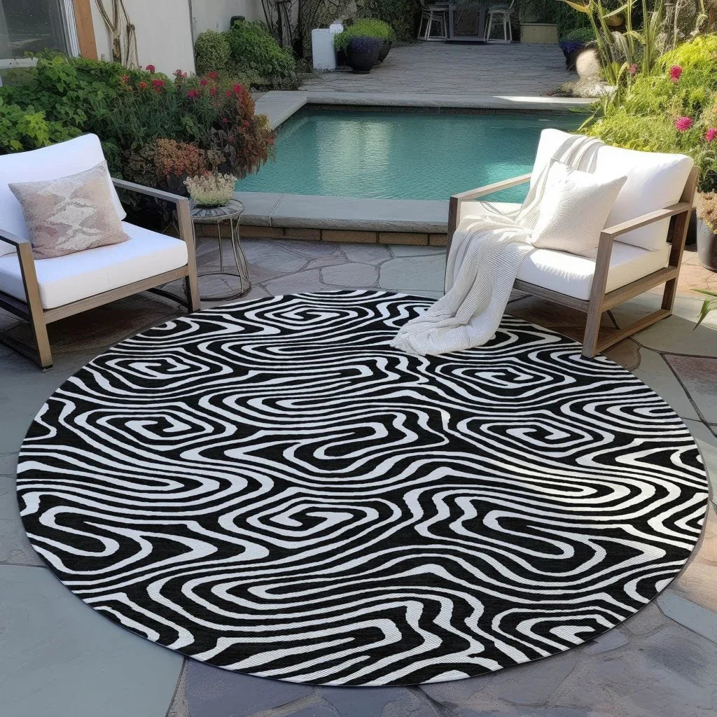 Evalora Black Washable Indoor-Outdoor Rug-Outdoor Rugs-LOOMLAN Rugs-LOOMLAN