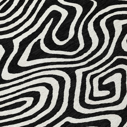Evalora Black Washable Indoor-Outdoor Rug-Outdoor Rugs-LOOMLAN Rugs-LOOMLAN
