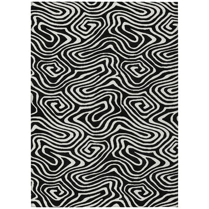 Evalora Black Washable Indoor-Outdoor Rug-Outdoor Rugs-LOOMLAN Rugs-2'6" x 3'10"-LOOMLAN