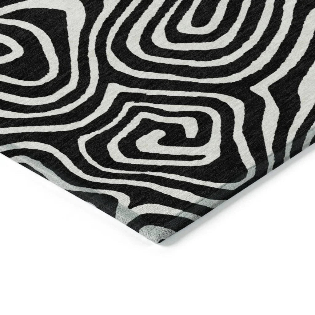Evalora Black Washable Indoor-Outdoor Rug-Outdoor Rugs-LOOMLAN Rugs-LOOMLAN