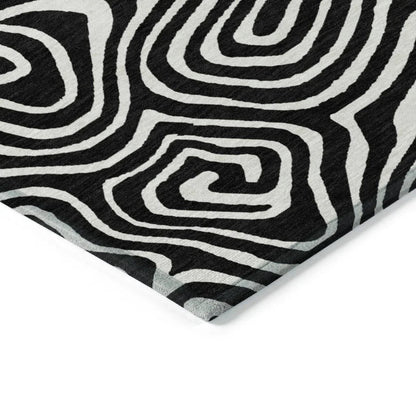 Evalora Black Washable Indoor-Outdoor Rug-Outdoor Rugs-LOOMLAN Rugs-LOOMLAN