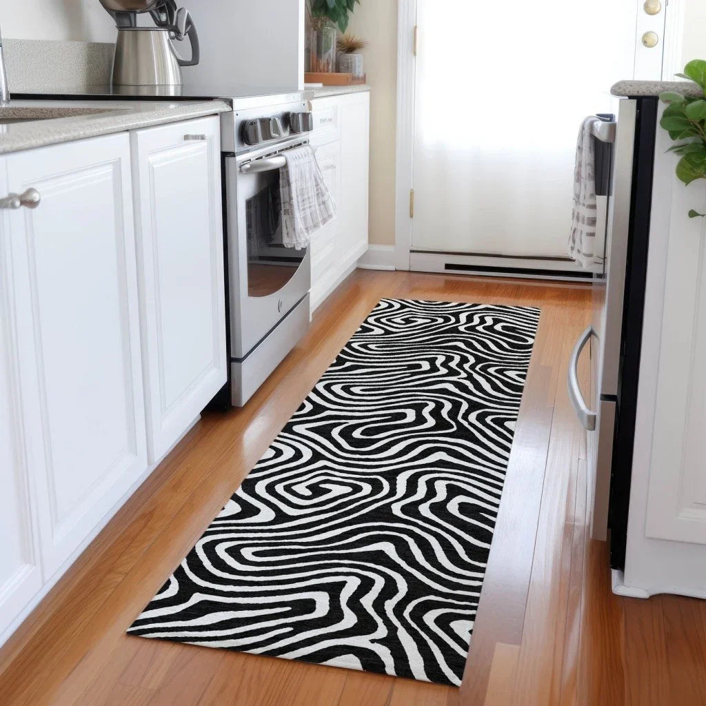 Evalora Black Washable Indoor-Outdoor Rug-Outdoor Rugs-LOOMLAN Rugs-LOOMLAN