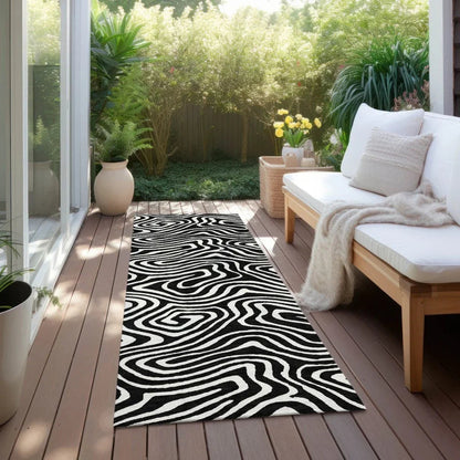 Evalora Black Washable Indoor-Outdoor Rug-Outdoor Rugs-LOOMLAN Rugs-LOOMLAN