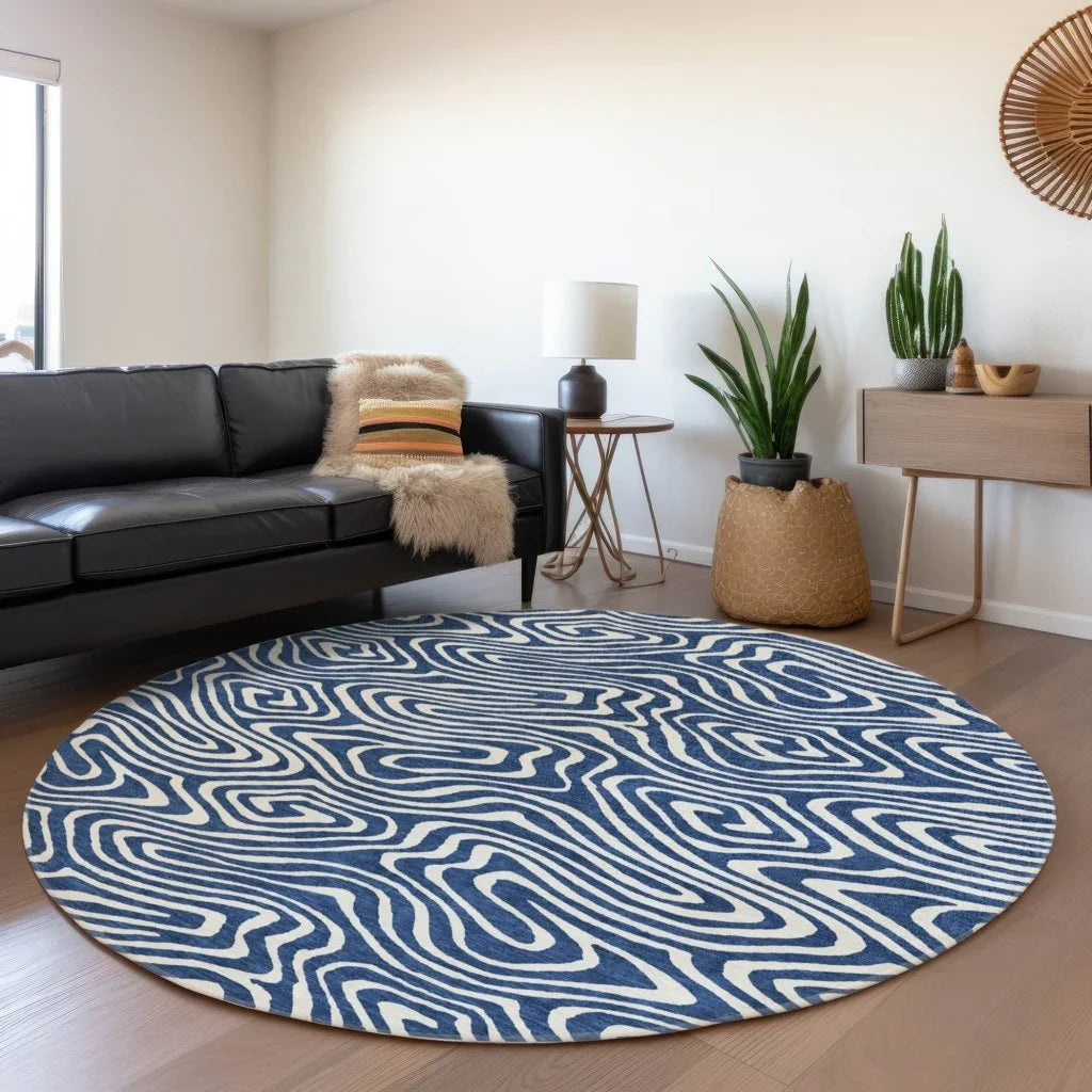 Evalora Blue Washable Indoor-Outdoor Rug-Outdoor Rugs-LOOMLAN Rugs-LOOMLAN