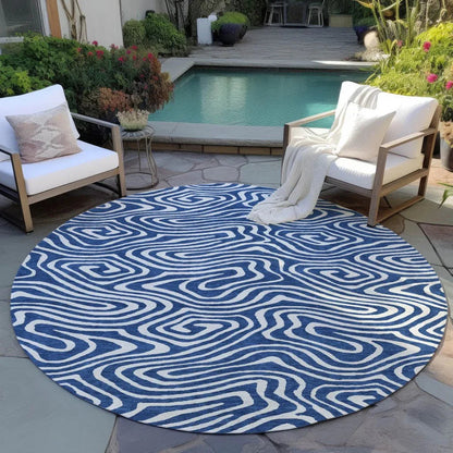 Evalora Blue Washable Indoor-Outdoor Rug-Outdoor Rugs-LOOMLAN Rugs-LOOMLAN