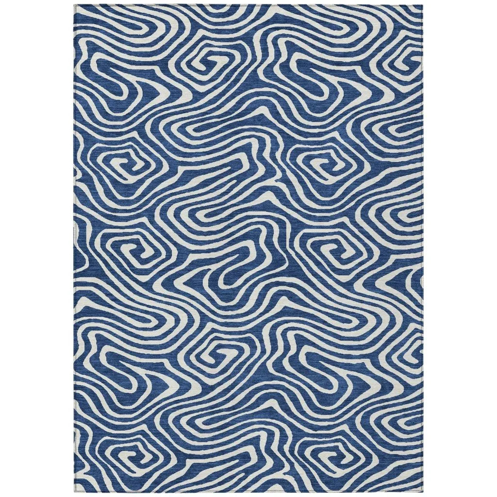 Evalora Blue Washable Indoor-Outdoor Rug-Outdoor Rugs-LOOMLAN Rugs-2'6" x 3'10"-LOOMLAN