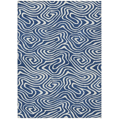 Evalora Blue Washable Indoor-Outdoor Rug-Outdoor Rugs-LOOMLAN Rugs-2'6" x 3'10"-LOOMLAN
