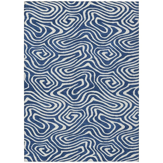 Evalora Blue Washable Indoor-Outdoor Rug-Outdoor Rugs-LOOMLAN Rugs-2'6" x 3'10"-LOOMLAN