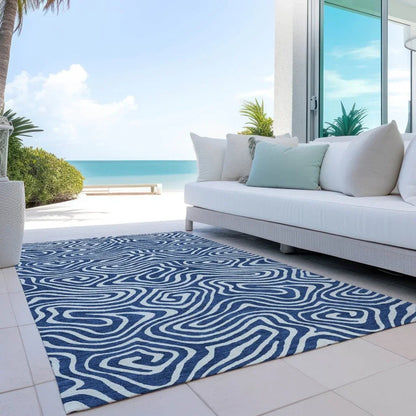 Evalora Blue Washable Indoor-Outdoor Rug-Outdoor Rugs-LOOMLAN Rugs-LOOMLAN