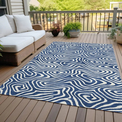 Evalora Blue Washable Indoor-Outdoor Rug-Outdoor Rugs-LOOMLAN Rugs-LOOMLAN