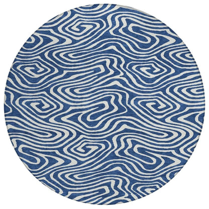 Evalora Blue Washable Indoor-Outdoor Rug-Outdoor Rugs-LOOMLAN Rugs-8' x 8'-LOOMLAN