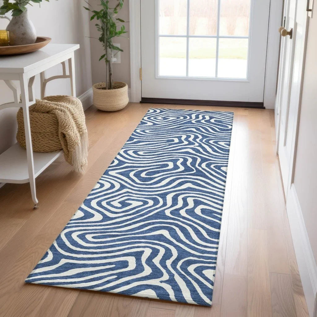 Evalora Blue Washable Indoor-Outdoor Rug-Outdoor Rugs-LOOMLAN Rugs-LOOMLAN