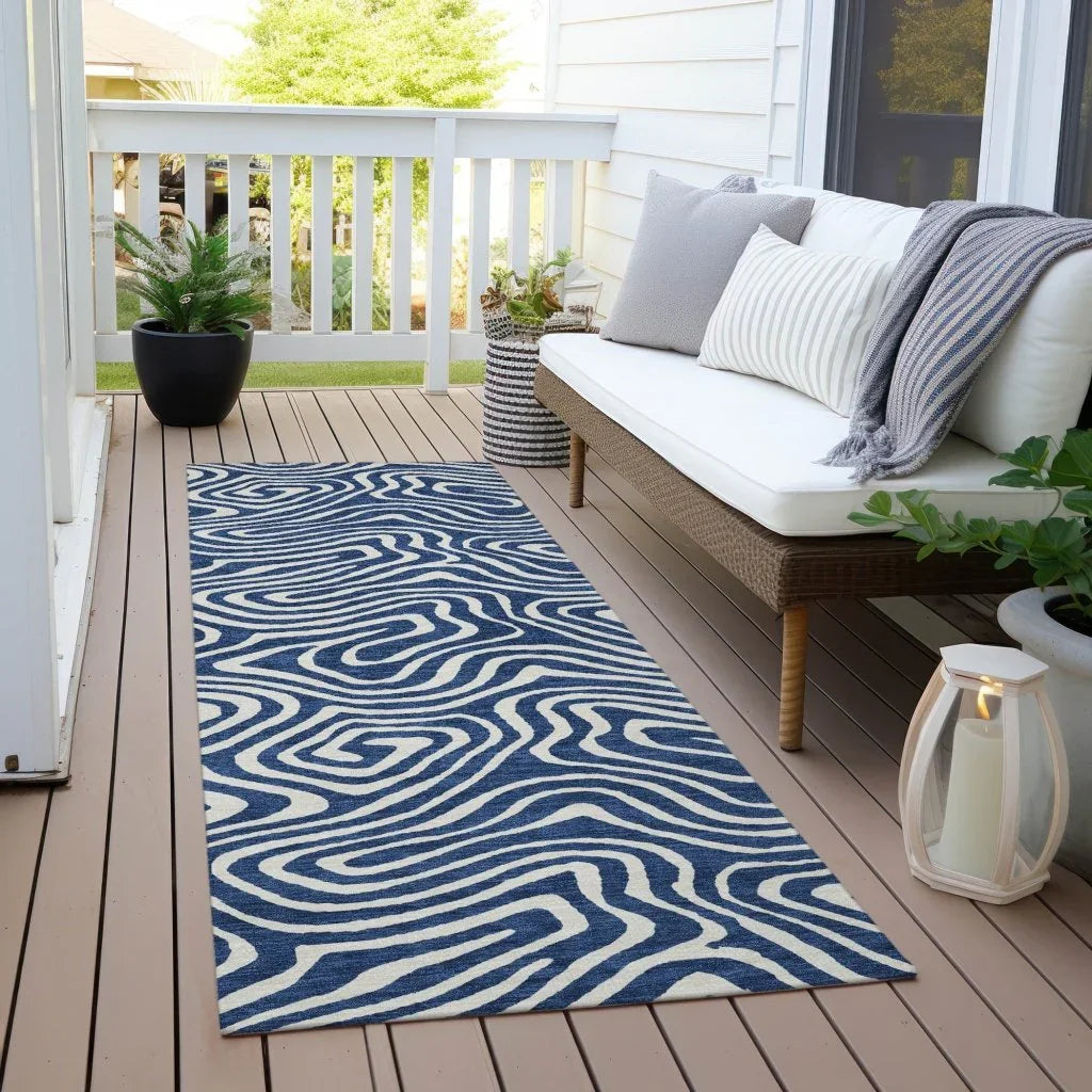 Evalora Blue Washable Indoor-Outdoor Rug-Outdoor Rugs-LOOMLAN Rugs-LOOMLAN