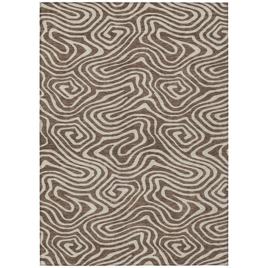 Evalora Brown Washable Indoor-Outdoor Rug-Outdoor Rugs-LOOMLAN Rugs-2'6" x 3'10"-LOOMLAN