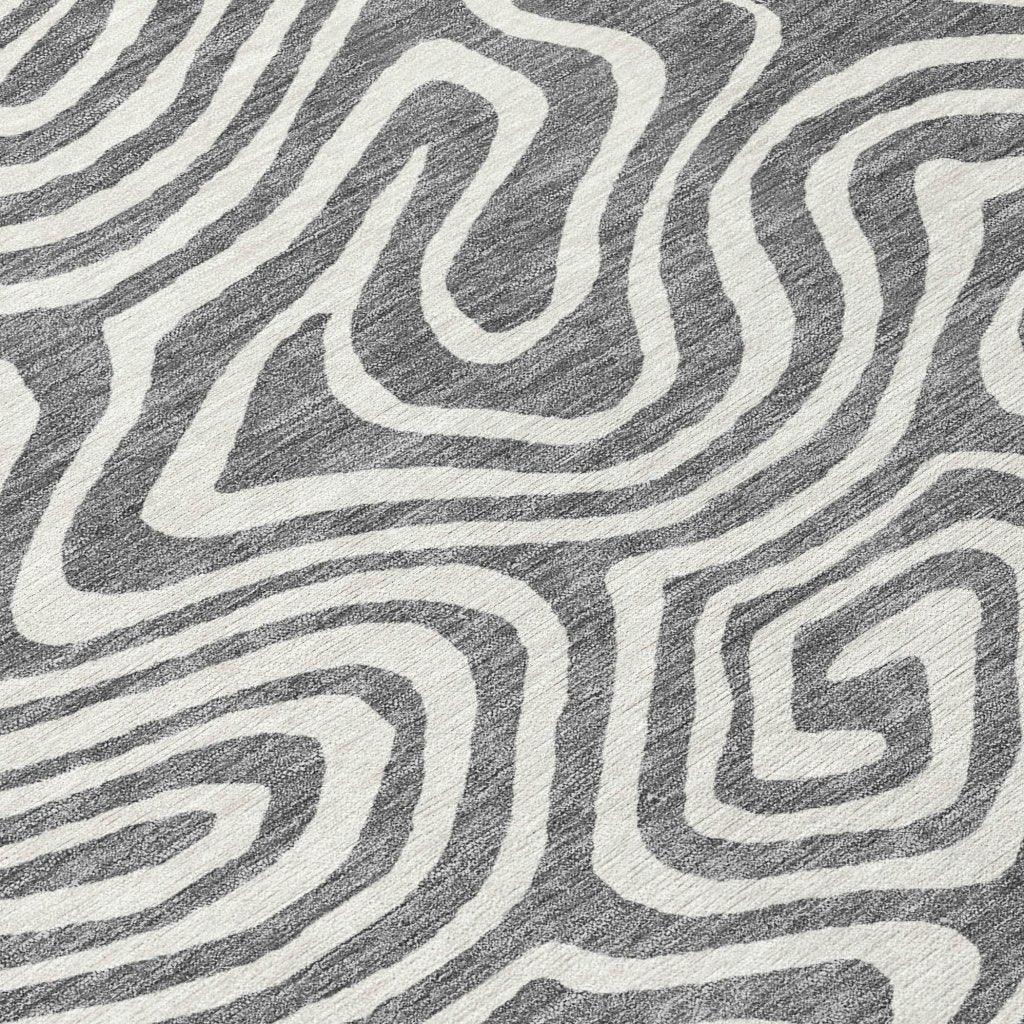 Evalora Gray Washable Indoor-Outdoor Rug-Outdoor Rugs-LOOMLAN Rugs-LOOMLAN