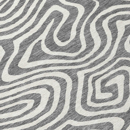 Evalora Gray Washable Indoor-Outdoor Rug-Outdoor Rugs-LOOMLAN Rugs-LOOMLAN