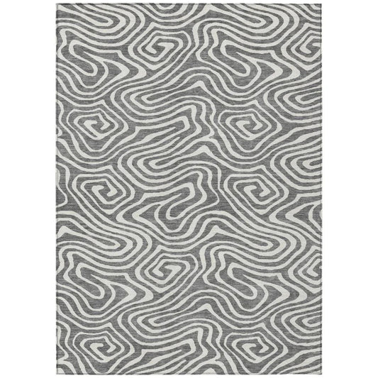 Evalora Gray Washable Indoor-Outdoor Rug-Outdoor Rugs-LOOMLAN Rugs-2'6" x 3'10"-LOOMLAN