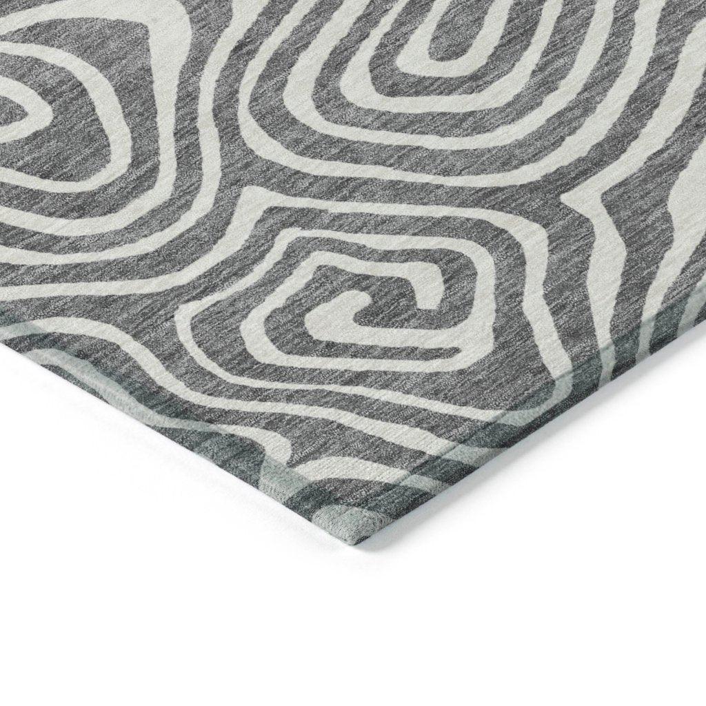 Evalora Gray Washable Indoor-Outdoor Rug-Outdoor Rugs-LOOMLAN Rugs-LOOMLAN