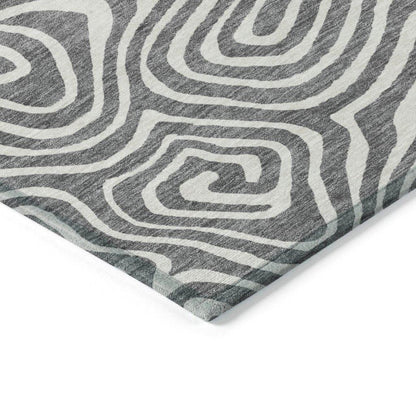 Evalora Gray Washable Indoor-Outdoor Rug-Outdoor Rugs-LOOMLAN Rugs-LOOMLAN