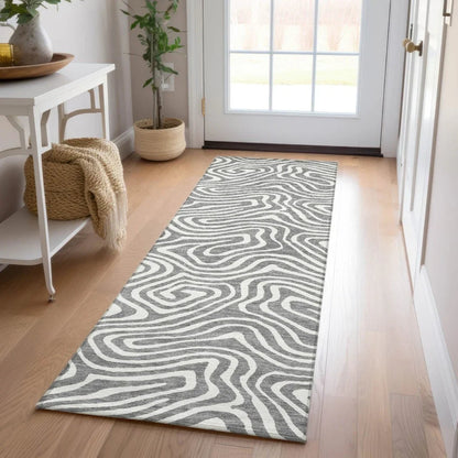 Evalora Gray Washable Indoor-Outdoor Rug-Outdoor Rugs-LOOMLAN Rugs-LOOMLAN