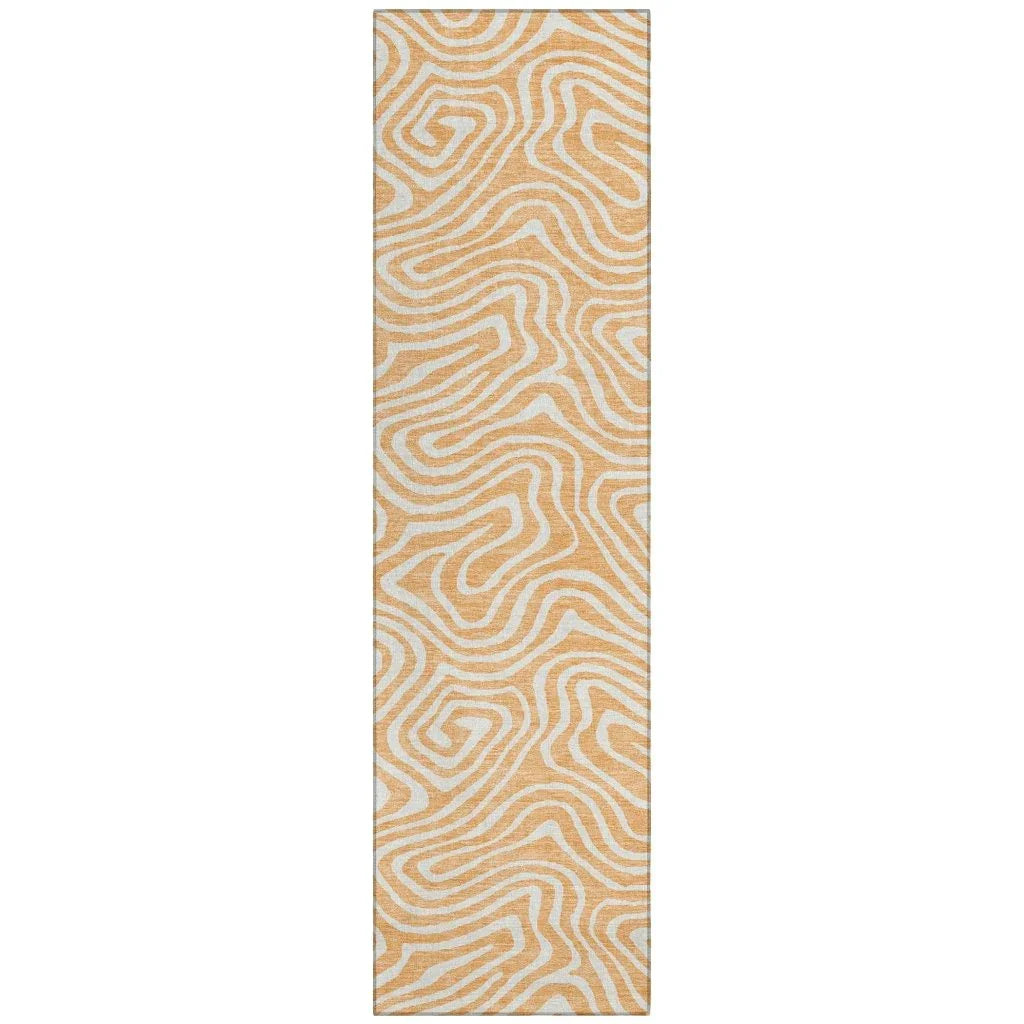Evalora Orange Washable Indoor-Outdoor Rug-Outdoor Rugs-LOOMLAN Rugs-2'3" x 7'6"-LOOMLAN
