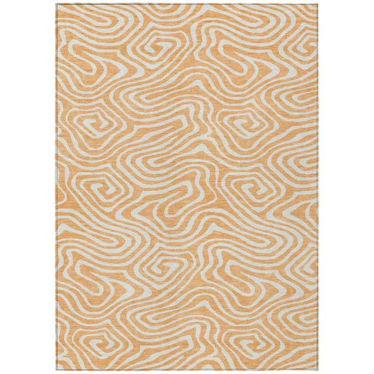 Evalora Orange Washable Indoor-Outdoor Rug-Outdoor Rugs-LOOMLAN Rugs-2'6" x 3'10"-LOOMLAN
