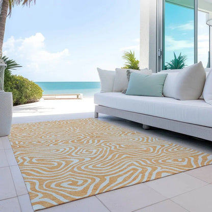 Evalora Orange Washable Indoor-Outdoor Rug-Outdoor Rugs-LOOMLAN Rugs-LOOMLAN