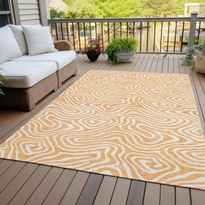 Evalora Orange Washable Indoor-Outdoor Rug-Outdoor Rugs-LOOMLAN Rugs-LOOMLAN