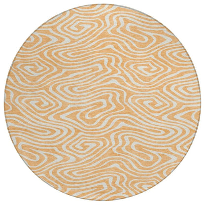 Evalora Orange Washable Indoor-Outdoor Rug-Outdoor Rugs-LOOMLAN Rugs-8' x 8'-LOOMLAN
