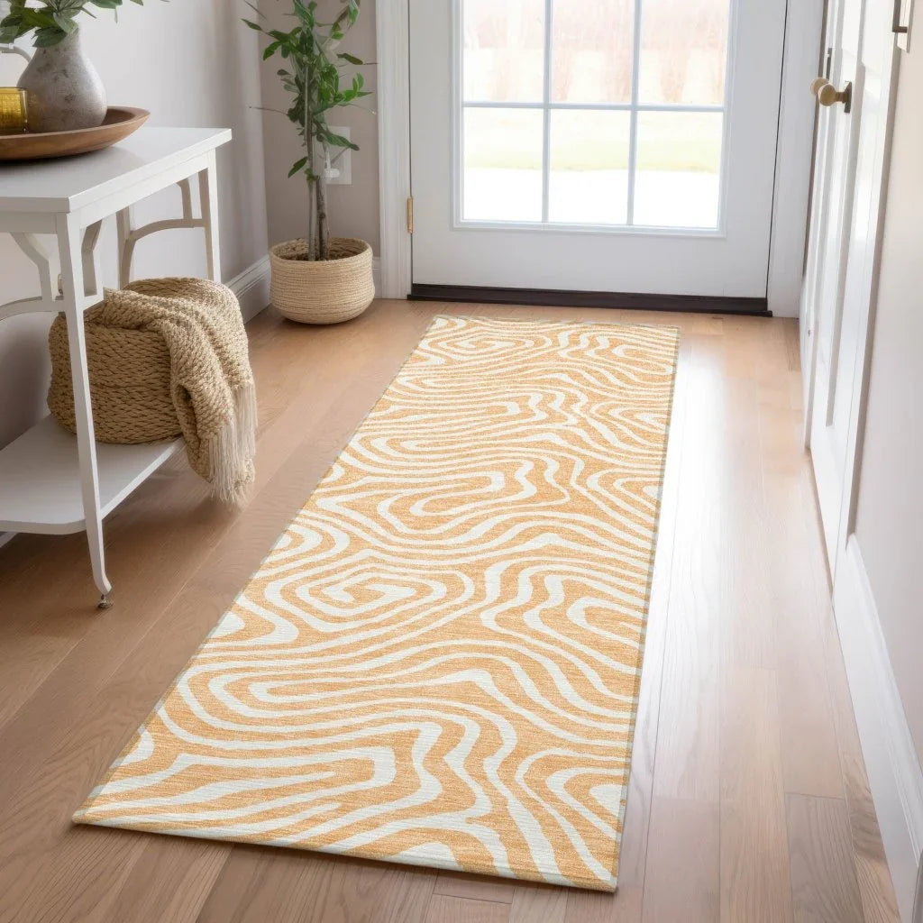 Evalora Orange Washable Indoor-Outdoor Rug-Outdoor Rugs-LOOMLAN Rugs-LOOMLAN