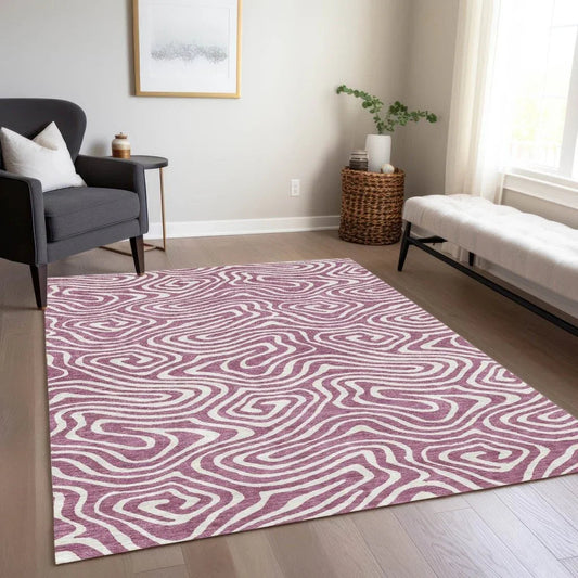 Evalora Purple Washable Indoor-Outdoor Rug-Outdoor Rugs-LOOMLAN Rugs-LOOMLAN
