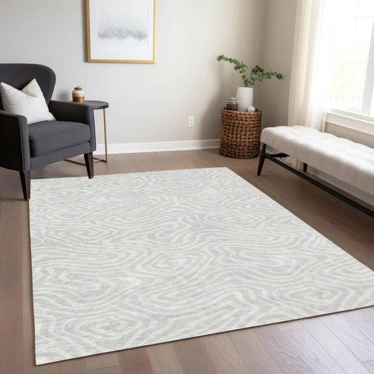 Evalora Silver Washable Indoor-Outdoor Rug-Outdoor Rugs-LOOMLAN Rugs-LOOMLAN