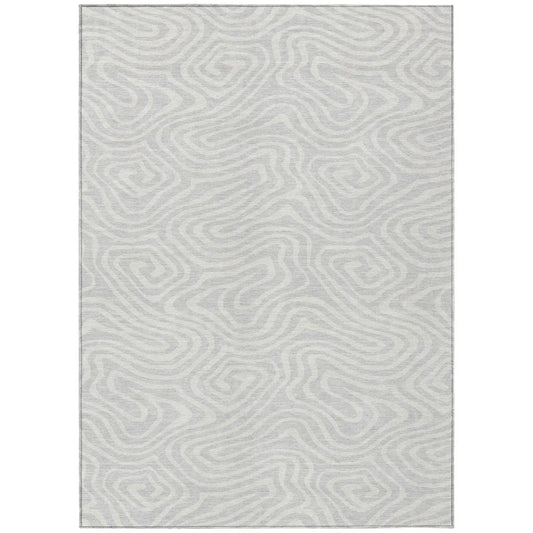 Evalora Silver Washable Indoor-Outdoor Rug-Outdoor Rugs-LOOMLAN Rugs-2'6" x 3'10"-LOOMLAN