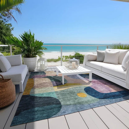 Evan Green Washable Indoor-Outdoor Rug-Outdoor Rugs-LOOMLAN Rugs-LOOMLAN