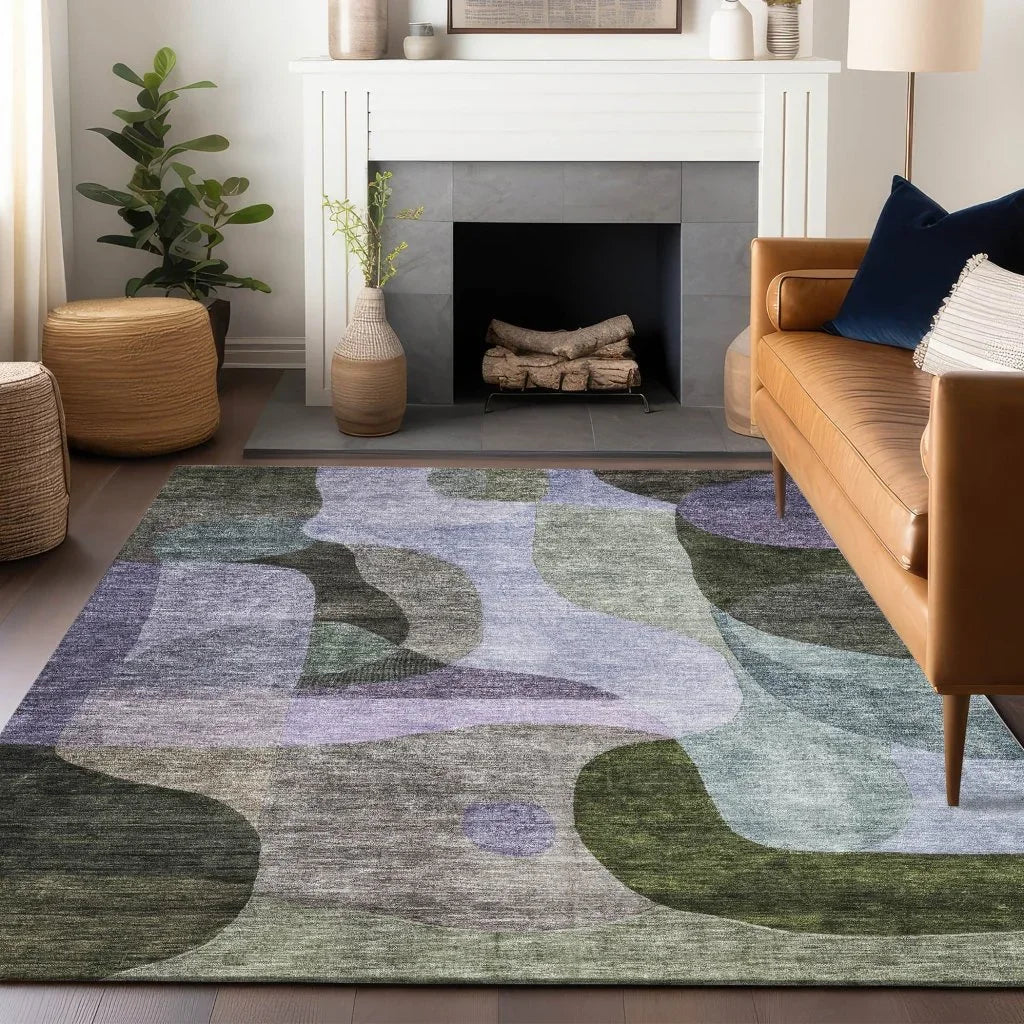 Evan Olive Washable Indoor-Outdoor Rug-Outdoor Rugs-LOOMLAN Rugs-LOOMLAN