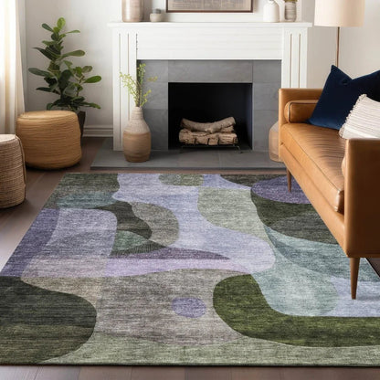 Evan Olive Washable Indoor-Outdoor Rug-Outdoor Rugs-LOOMLAN Rugs-LOOMLAN