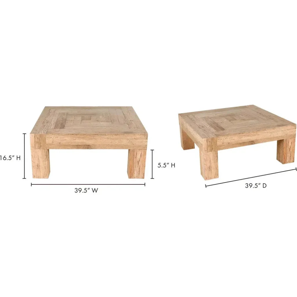 Evander Rusti Reclaimed Wood Coffee Table Square - LOOMLAN - Moe's Home - Coffee Tables