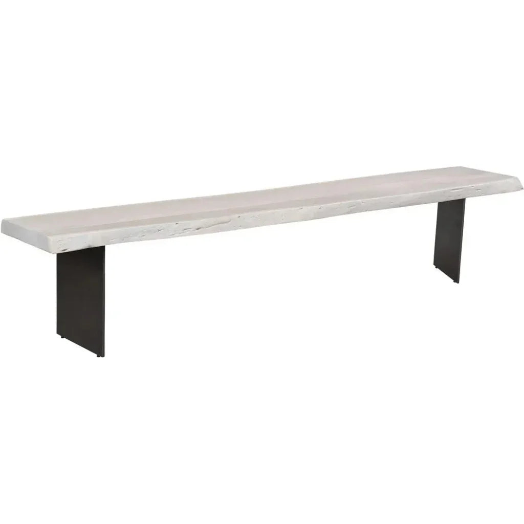 Evans SolidWood & Iron Off - White Dining Bench - LOOMLAN - Moe's Home - Dining Benches