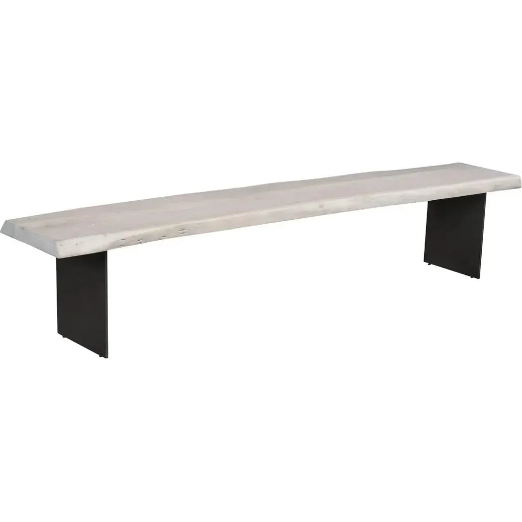 Evans SolidWood & Iron Off - White Dining Bench - LOOMLAN - Moe's Home - Dining Benches