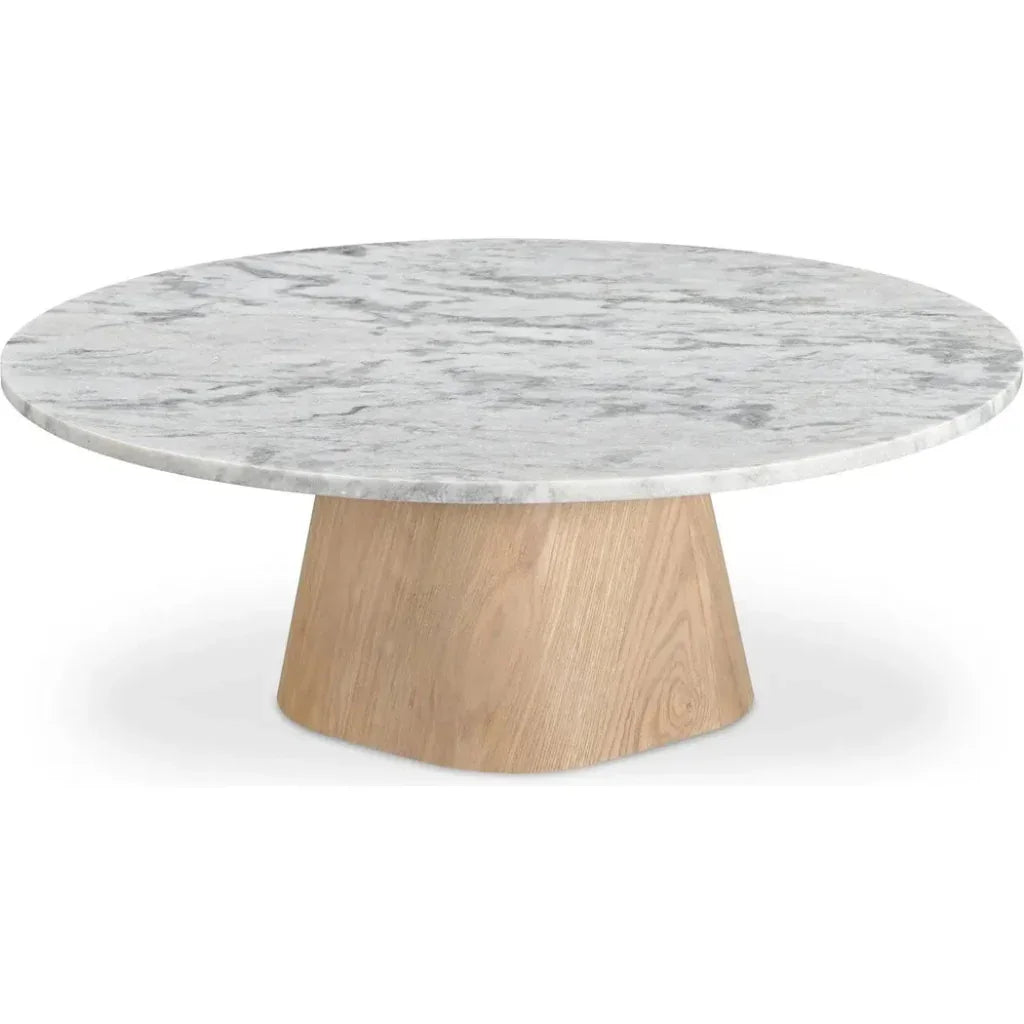 Evelyn Grey Marble & Wood Round Coffee Table - LOOMLAN - Moe's Home - Coffee Tables
