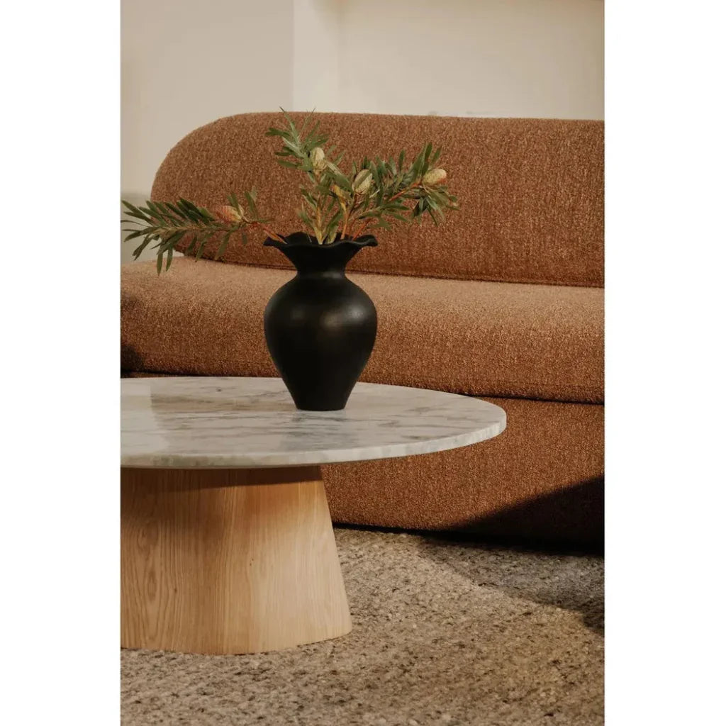 Evelyn Grey Marble & Wood Round Coffee Table - LOOMLAN - Moe's Home - Coffee Tables