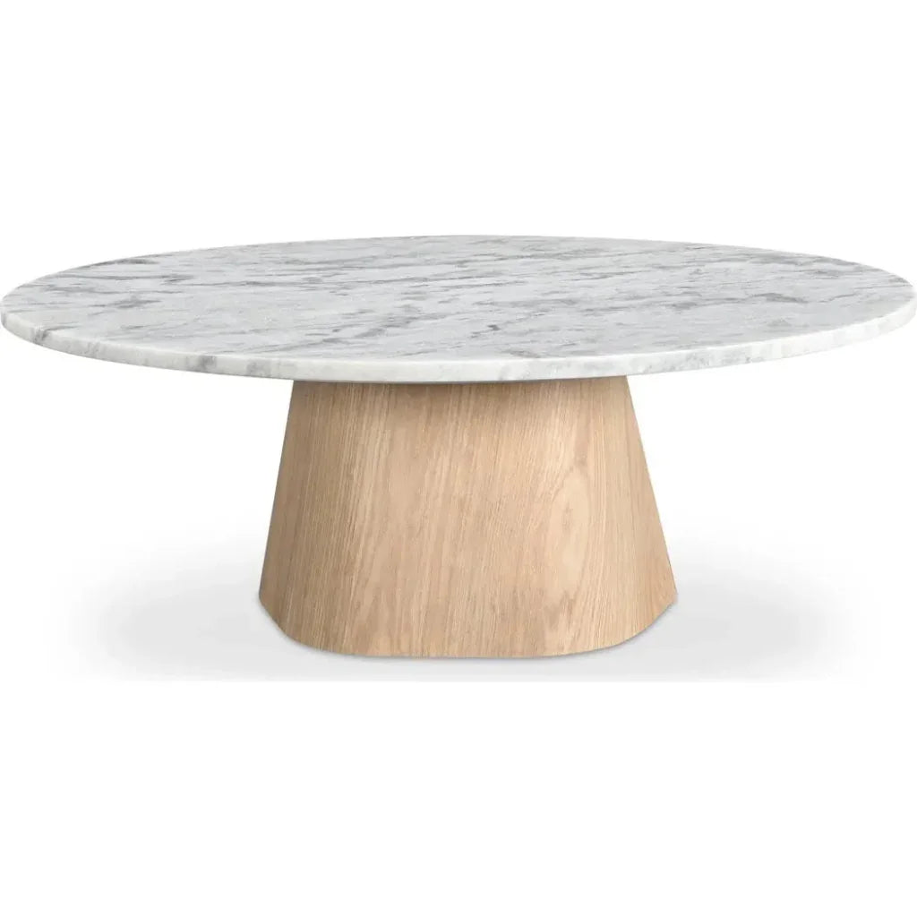 Evelyn Grey Marble & Wood Round Coffee Table - LOOMLAN - Moe's Home - Coffee Tables