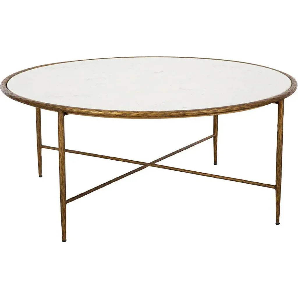 Evelyn Marble Topped Round Coffee Table - LOOMLAN - Furniture Classics - Coffee Tables