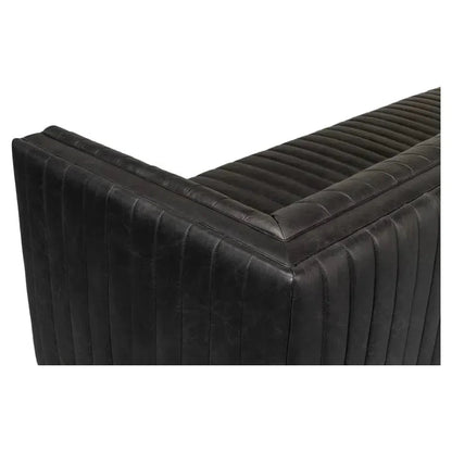 Everett Sofa Channel Black Leather Couch - LOOMLAN - Sarreid - Sofas & Loveseats